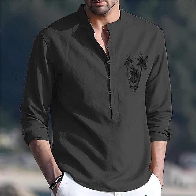 Casual Cotton Men's Button Up Shirt Linen