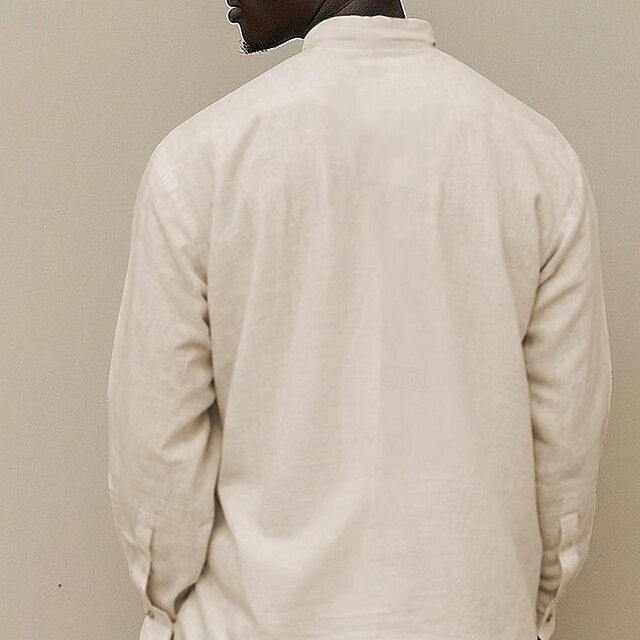 Beach Plain Shirt Button Up Ethnic Men's