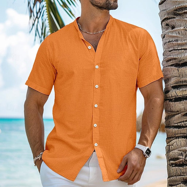 Summer Band Men's Collar Shirt Linen