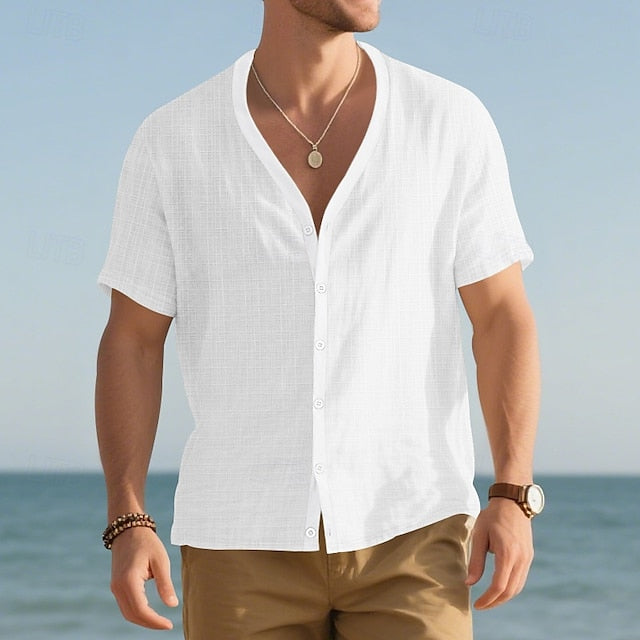 Up Summer Button Casual Beach Shirt Men's