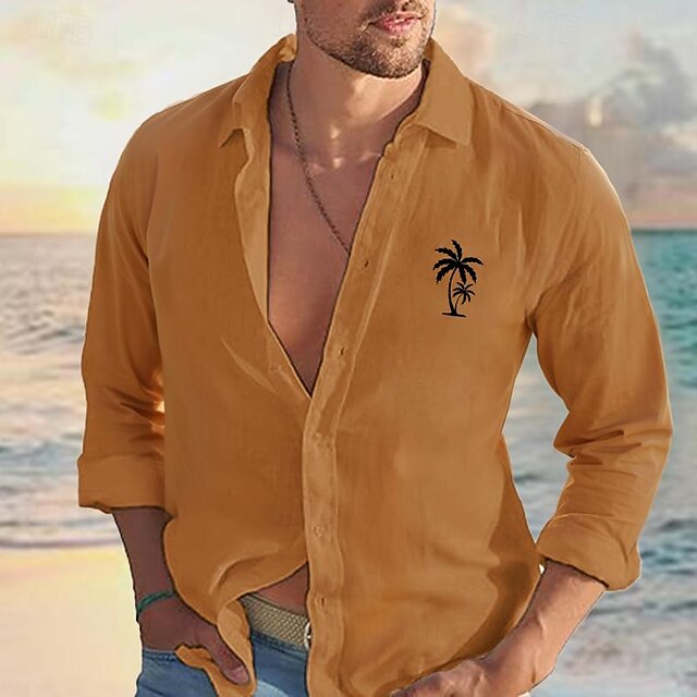 Casual Linen Shirt Aloha Men's Minimalist