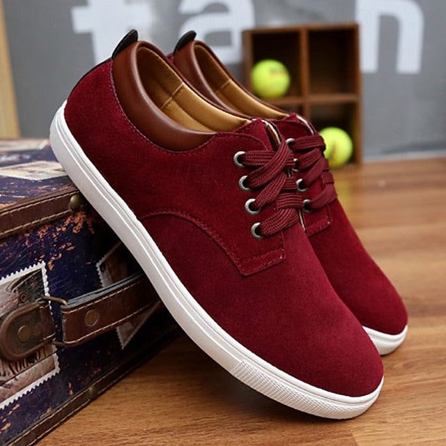 Brown Low-Top Men's Casual Suede Retro Lace-Up – Sneakers