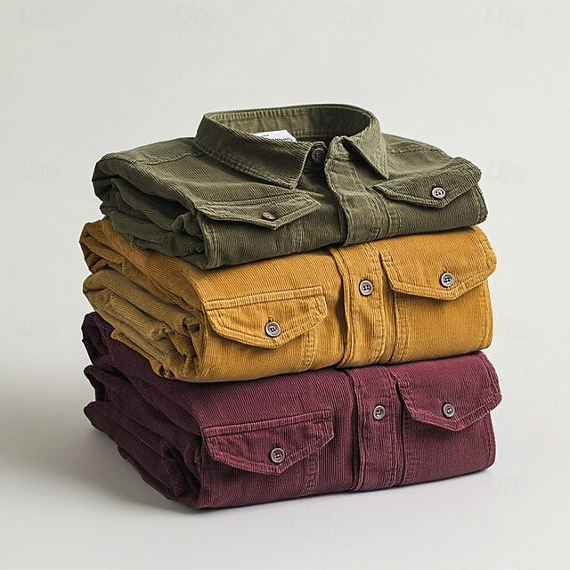 Corduroy Men's Summer Up Button Shirt