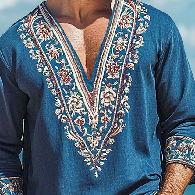 Shirt Viking Beach Men's Summer Style Linen