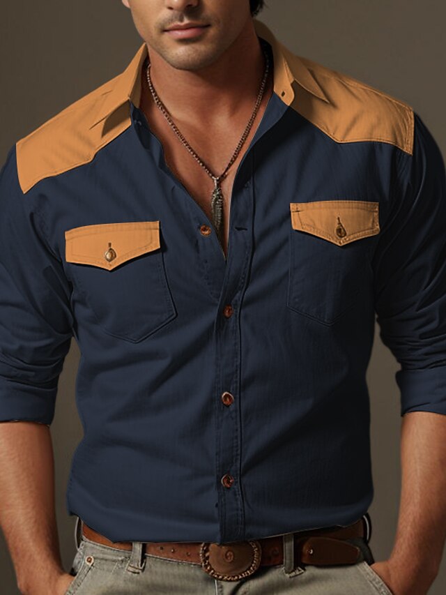 Western Shirt Up Casual Men's Button