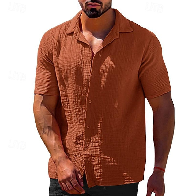 Beach Shirt Men's Casual Summer T Button