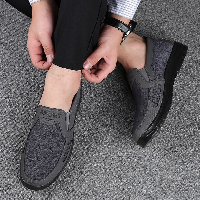 Faux Loafers Leather Brown Slip-On with Side Men's Zipper