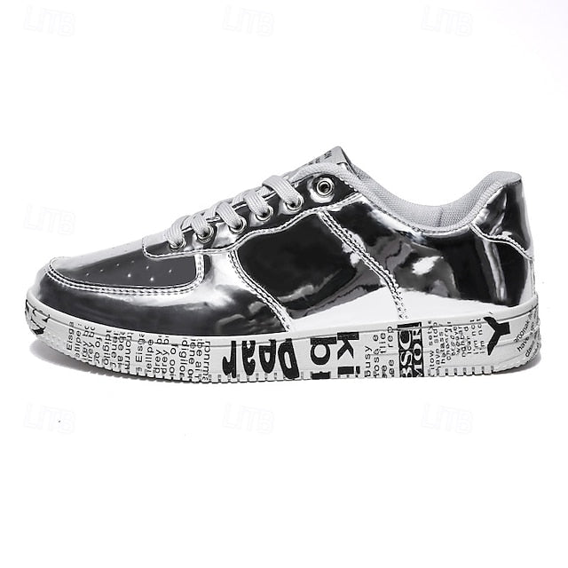 Printed Metallic Gold Sneakers Men's with Sole - Stylish