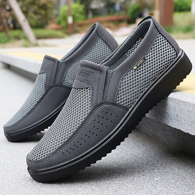 Breathable Mesh Men's Casual and White Black Slip-On