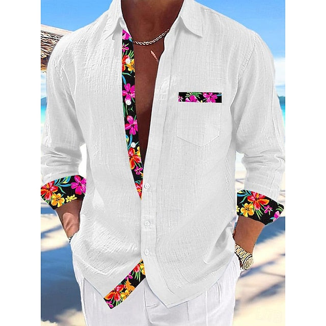 Beach Wear Shirt Men's Summer Linen Up Button