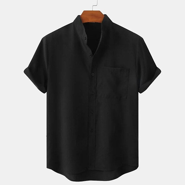 Linen Men's Casual Up Shirt Cotton Button