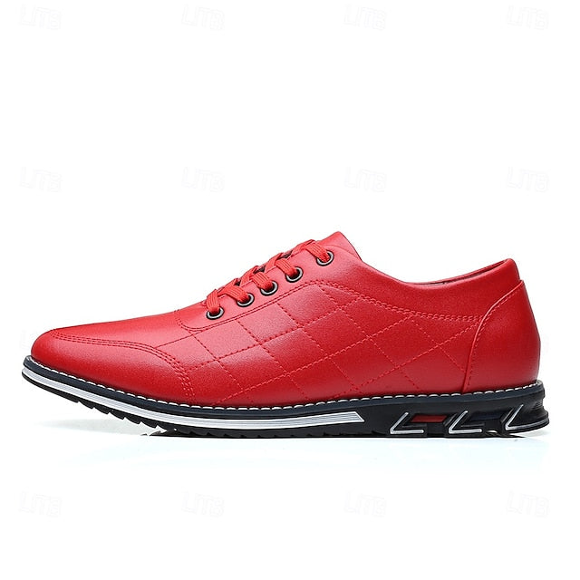 Lace-Up Sneakers Quilted Leather - Stylish Blue Men's Faux