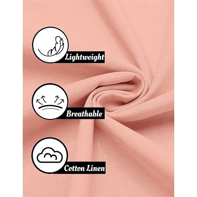 Linen Shirt Popover Collar Band Men's