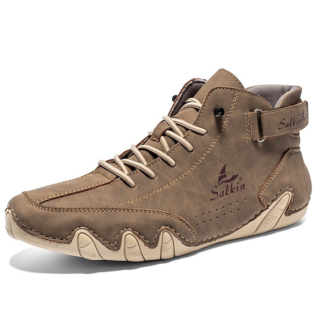 Teal Stylish Handmade Men's High-Top Lace-Up - Boots Suede