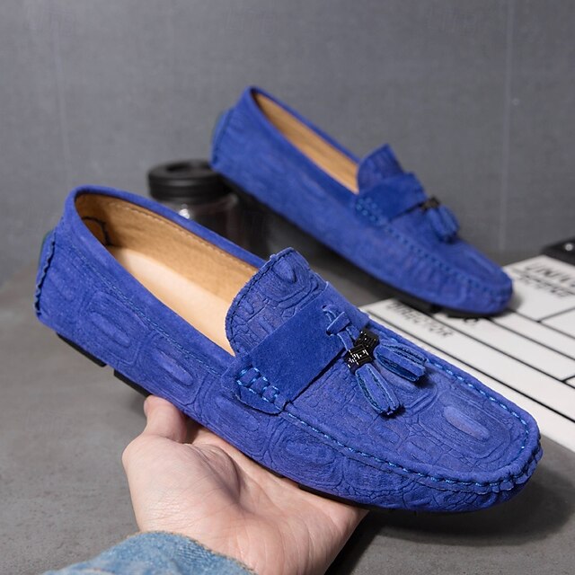 Tassel Men's and Faux with Loafers Brown Suede Detail
