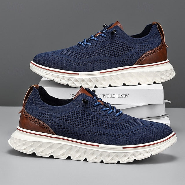 Breathable Men's Sneakers – Lightweight Knit Lace-Up