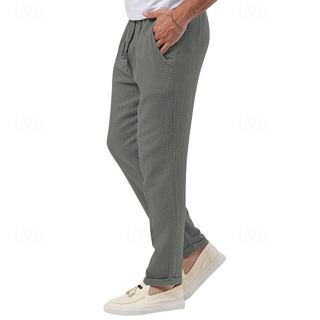 Seersucker Shorts Men's Trousers Beach Pants Casual
