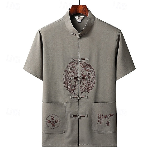 Up Beach Summer Shirt Casual Button Men's