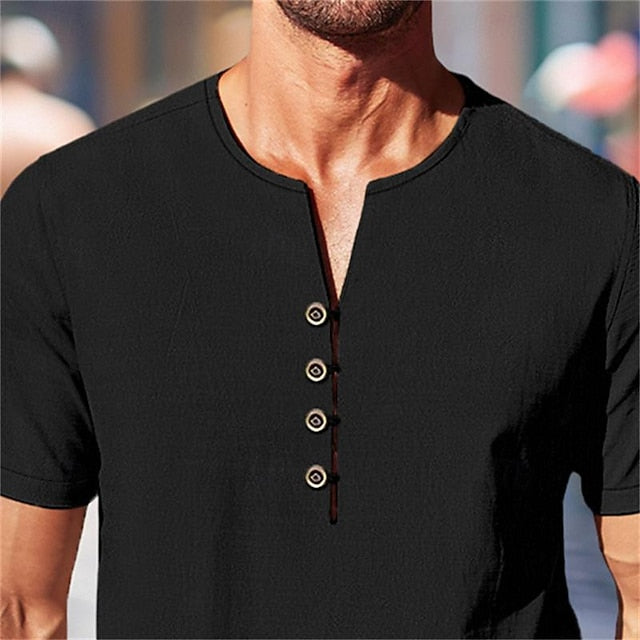 Men's Linen Beach Solid Shirt Summer