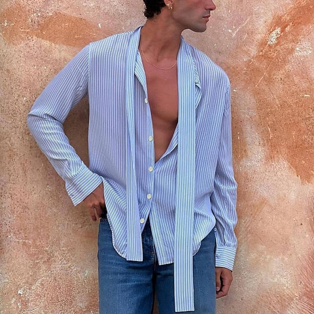 Men's Shirt Summer Button Casual Up Beach