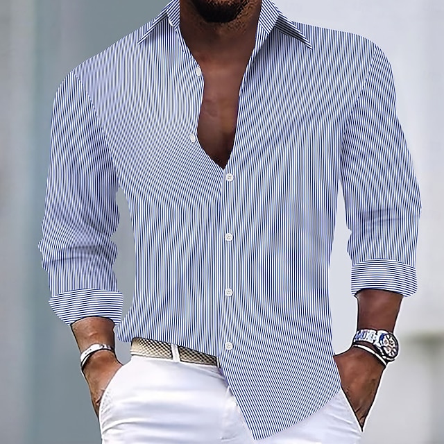 Casual Striped Shirt Summer Men's Button