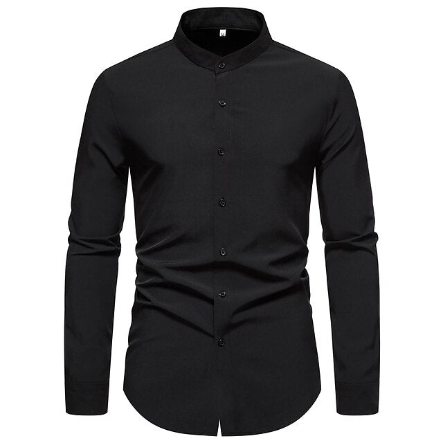Shirt Mandarin Collar Casual Men's Chinese