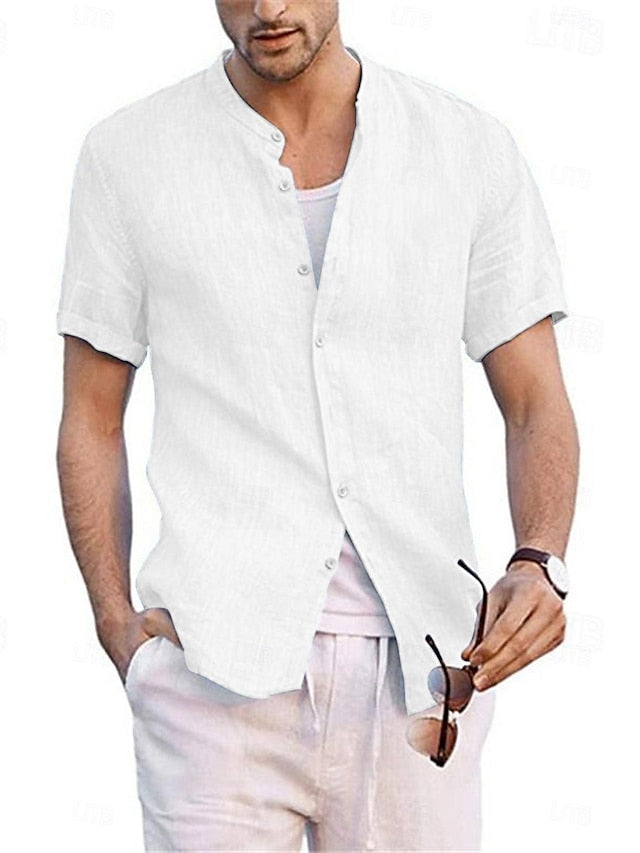 Cotton Linen Collar Men's Shirt Chinese