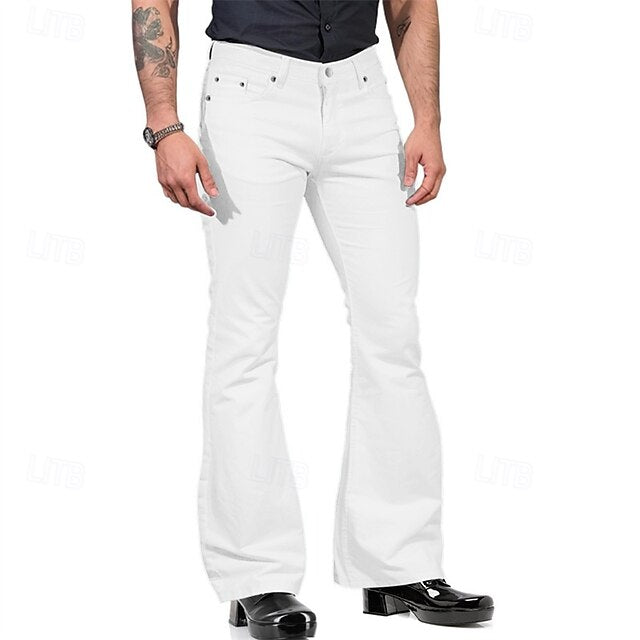 Flared Buttons Trousers Casual Pants Pocket Men's