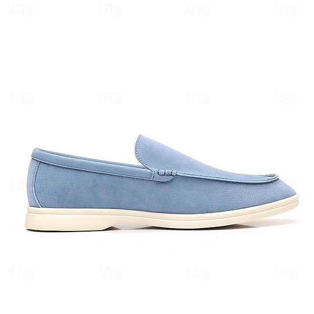 Slip-On Breathable Men's Faux – Casual Light Blue Loafers
