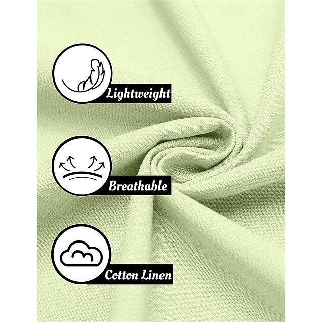 Men's Linen Wear Shirt Button Beach Summer Up