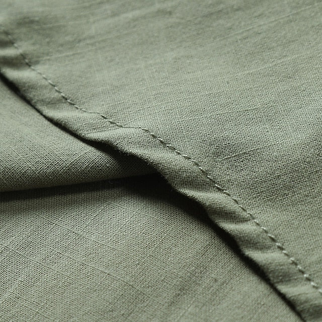 Beach Linen Shirt Summer Plain Men's