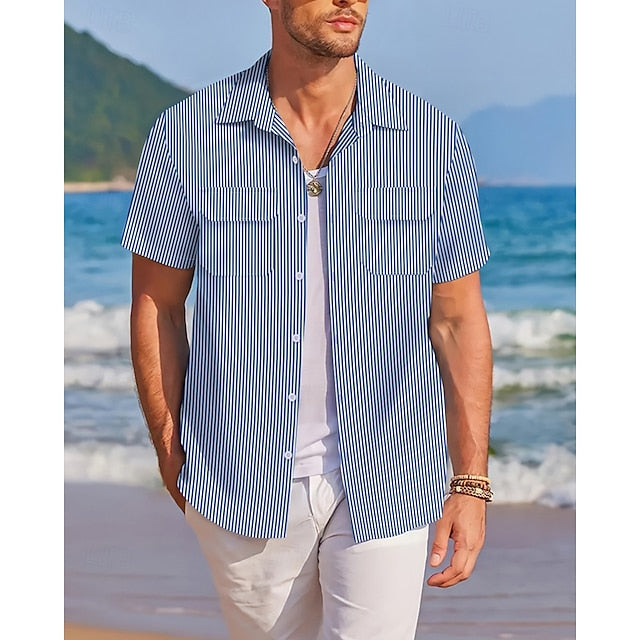 Up Summer Button Men's Shirt Beach Casual