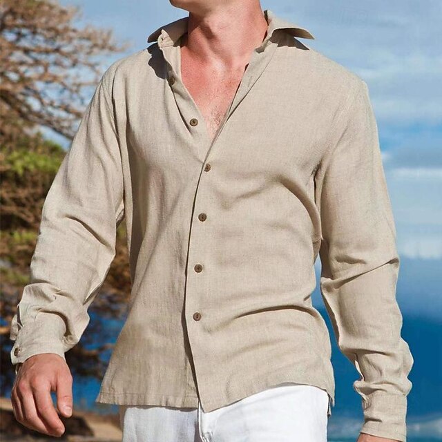Beach Shirt Men's Up Casual Button Summer