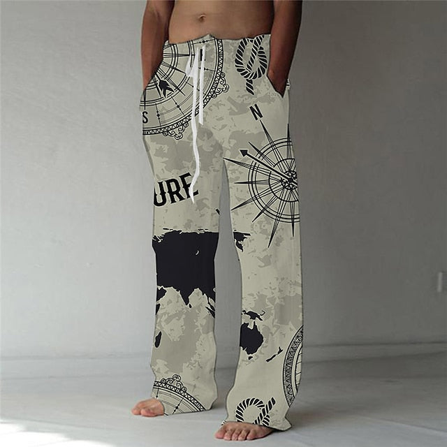 Pants Men's Elastic Pants Beach Summer Drawstring Trousers