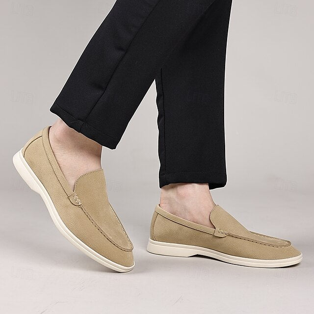 Slip-On Breathable Men's Faux – Casual Light Blue Loafers