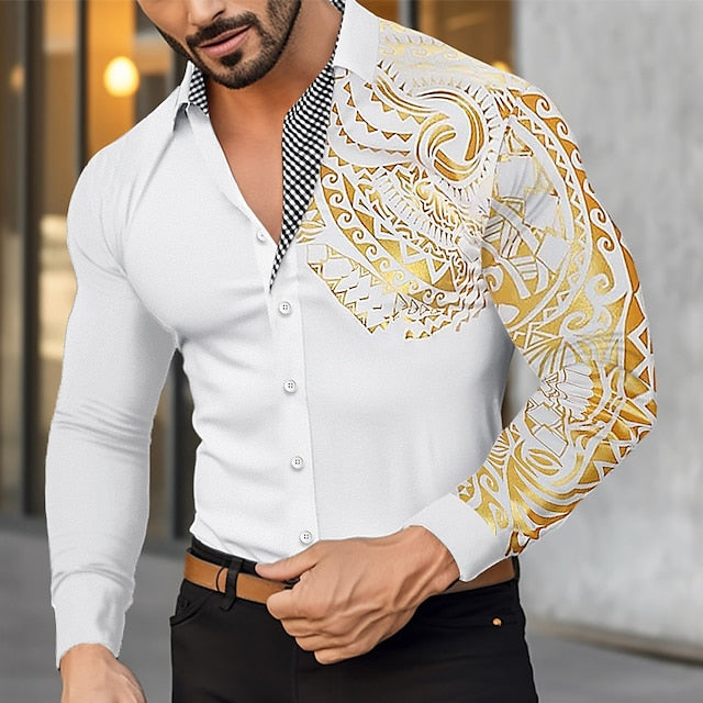Office Button Men's Up Casual Shirt Bronzing