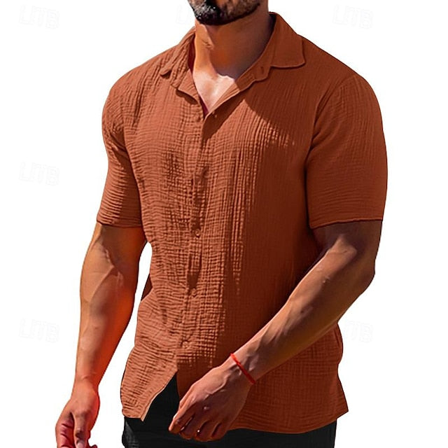 Beach Shirt Men's Casual Summer T Button