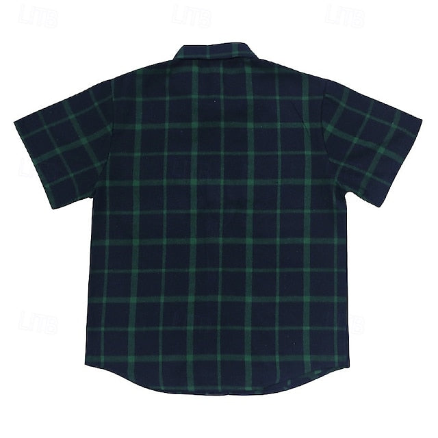 Beach Shirt Casual Summer Plaid Men's
