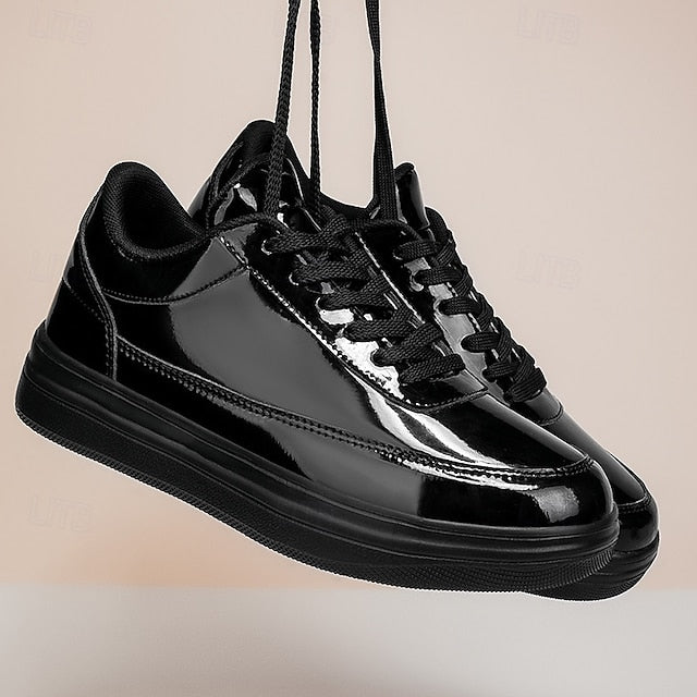 Stylish Gold Sneakers Low-Top – Men's Lace-Up Metallic