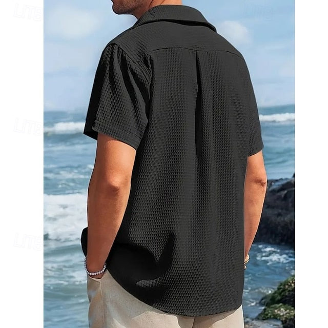 Knit Waffle Summer Men's Shirt Casual
