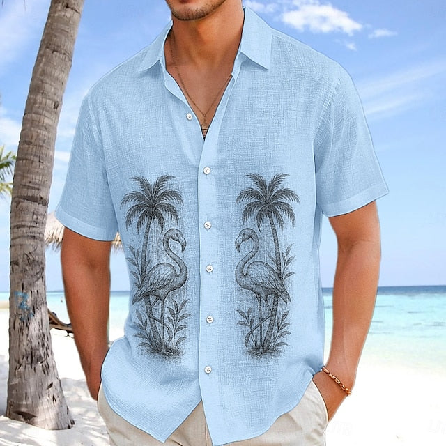 Linen Summer Wear Men's Shirt Button Beach Up