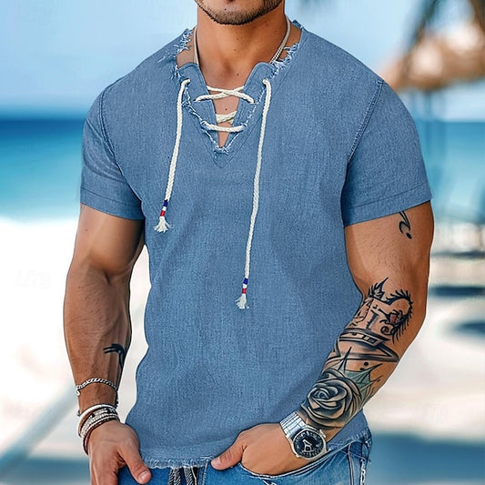 Summer Denim Men's Calico Chambray Shirt