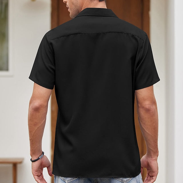 Shirt Summer Casual Men's Button Bowling