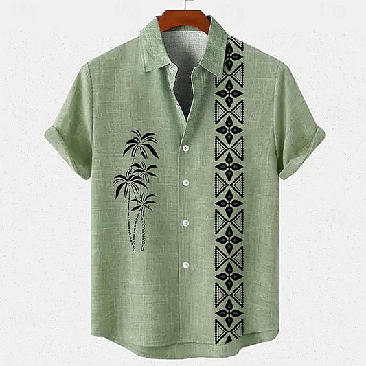 Beach Coconut Men's Hawaiian Shirt Summer Linen