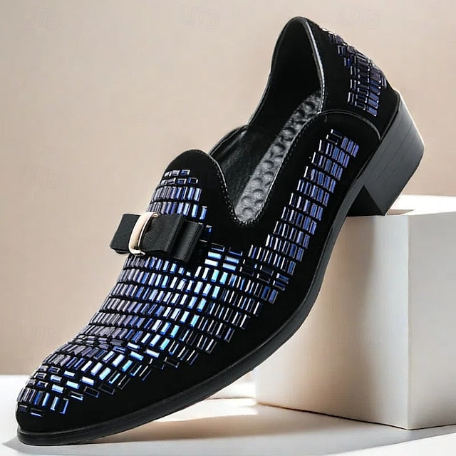 Men's Loafers – Silver Strap Elegant Monk Prom Woven and
