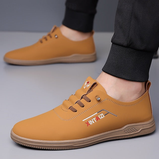 - Men's with Sneakers Shoes Comfortable Lace-Up Tan Casual