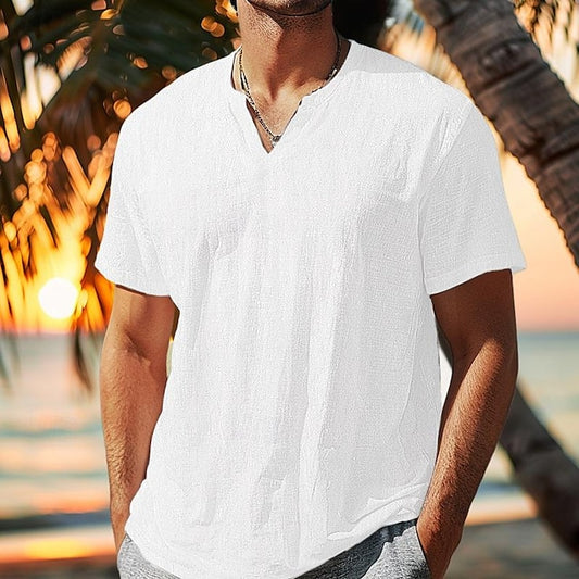 Color Beach Wear Street Solid Summer Men's Shirt
