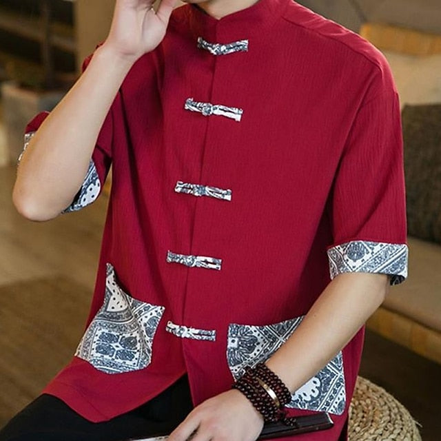 Casual Men's Shirt Cotton Button Up Linen