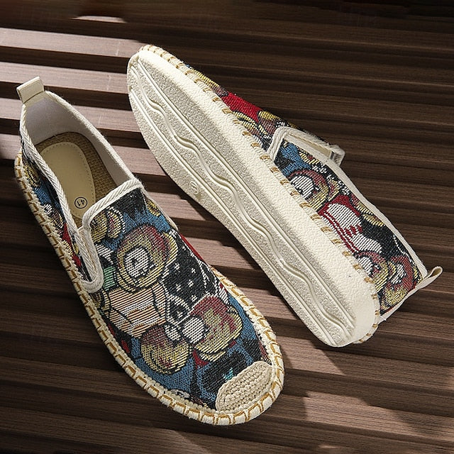 Shoes with Print Canvas Men's Animal Espadrille Slip-On