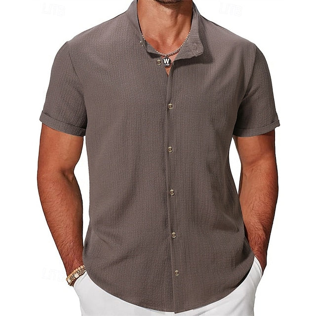 Shirt Button Summer Up Casual Men's Beach